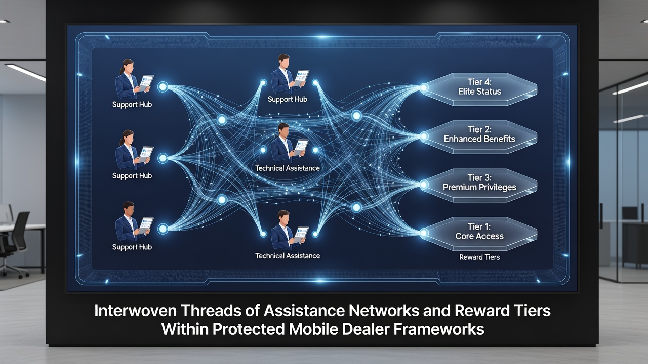 Illustration der Integration von Support-Netzwerken mit Belohnungsstufen in abgesicherten mobilen Dealer-Frameworks