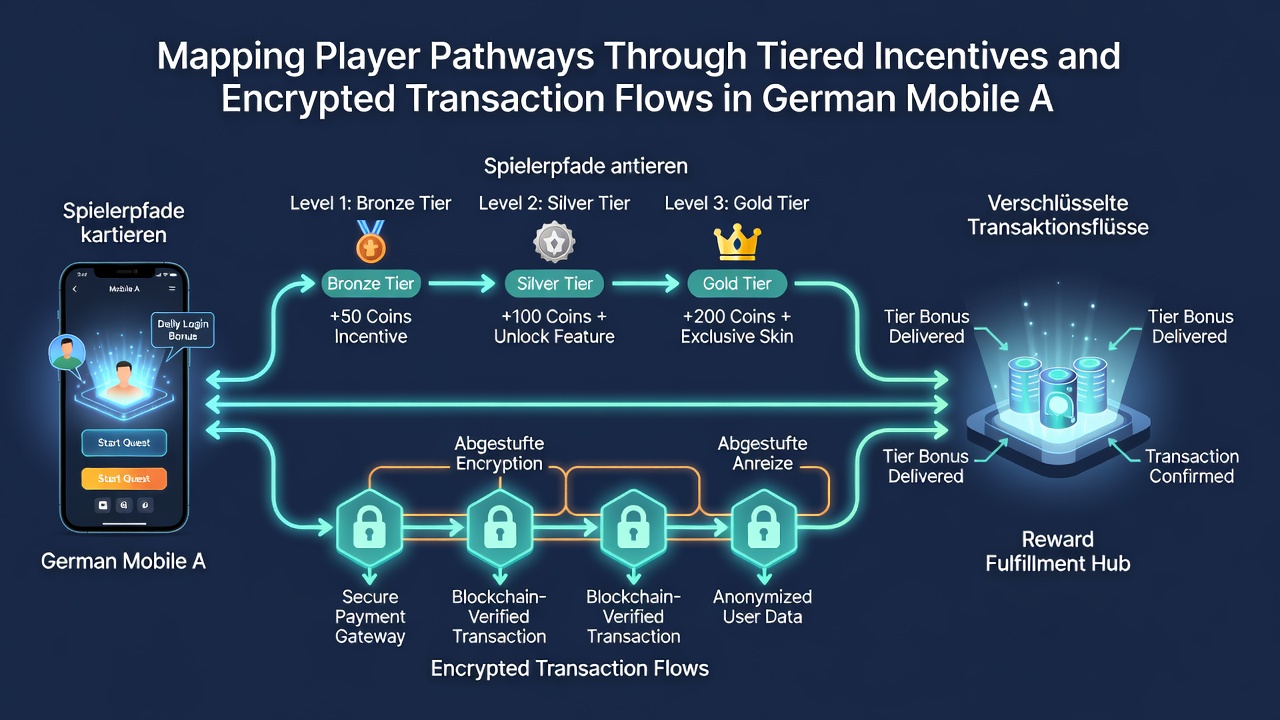 Diagramm zur Analyse verschlüsselter Transaktionsketten und gestaffelter Spielerbelohnungen