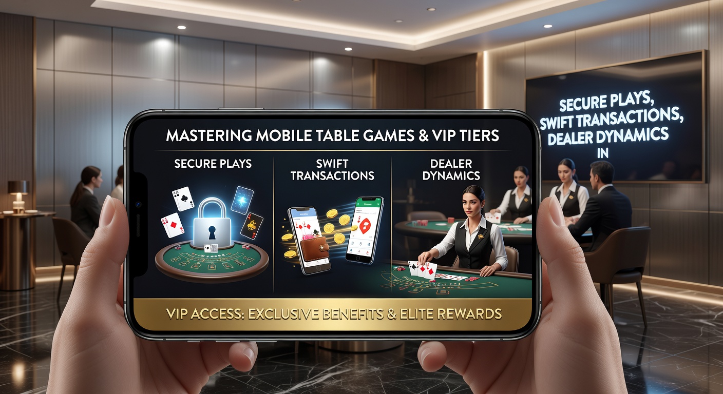 Live-Dealer an einem Blackjack-Tisch mit VIP-Interface auf Mobile-Gerät, schnelle Transaktionssymbole im Hintergrund