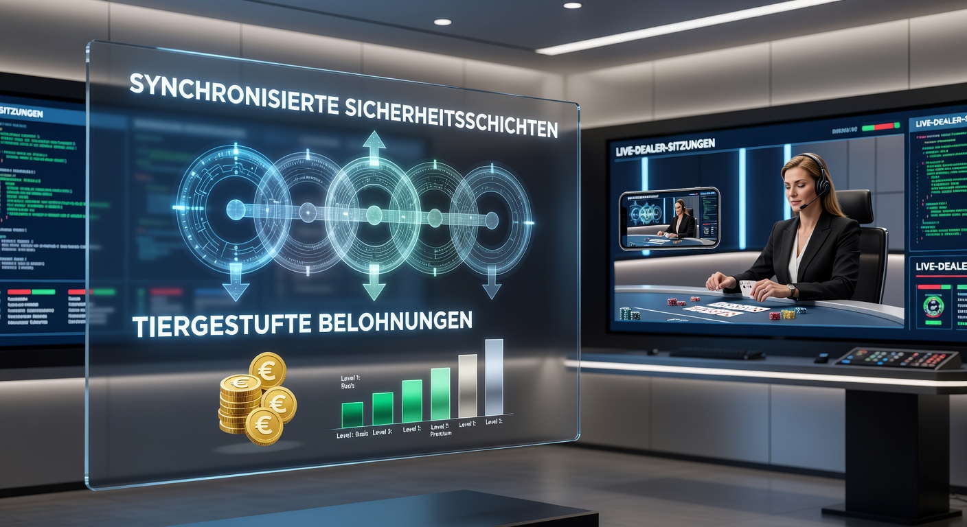 Illustration synchronisierter Sicherheitslayer in mobilen Live-Dealer-Umgebungen mit gestaffelten Belohnungssystemen